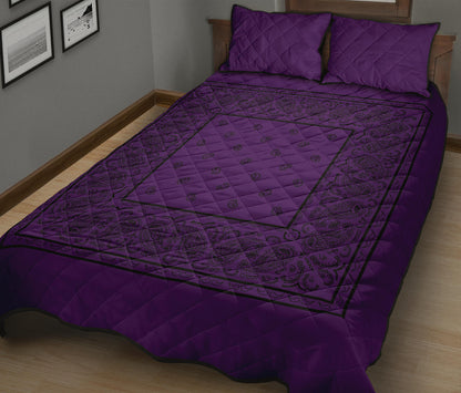 Purple and Black Bandana Bed Quilts with Shams