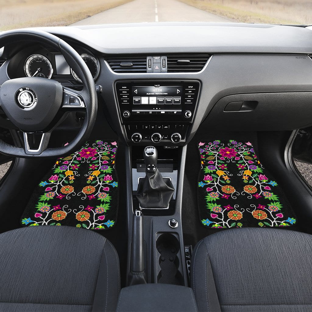 Floral Beadwork Set of 4 Car Floor Mats