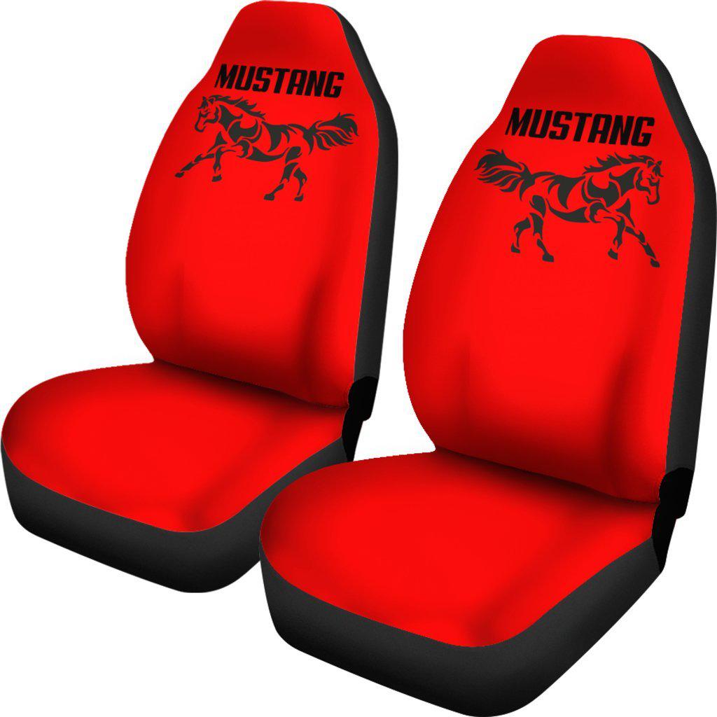 Mustang Horse Silhouette Red Seat Covers