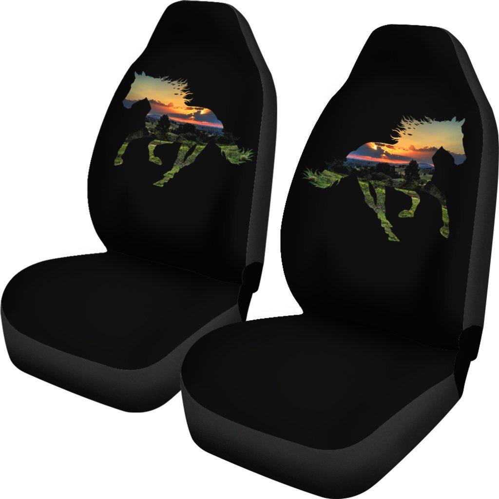 Quarter Horse Sunset Black Design Seat Covers