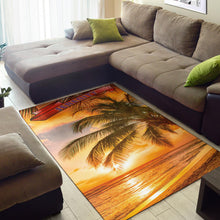 Serenity Sunset Palm Tree Beach Area Rug