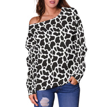 Cow Animal Print Off Shoulder Sweater