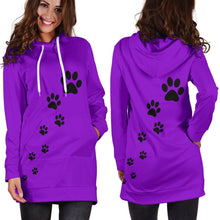 Women's paw prints hoodie dress-purple