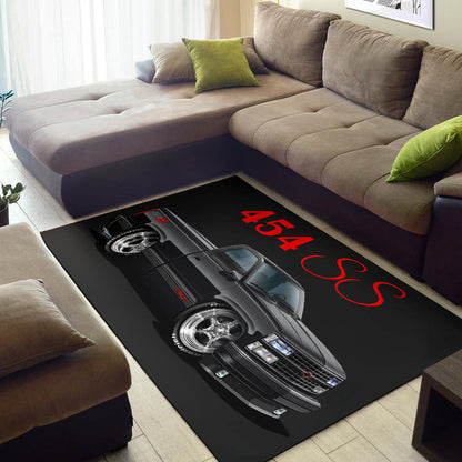 1990 454SS Pickup Truck Car Art Area Rug