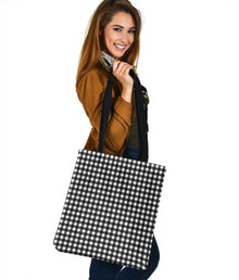 Black and White Buffalo Plaid Printed Tote Bag