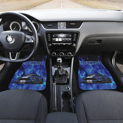Mustang Blue Flames Front Car Mats