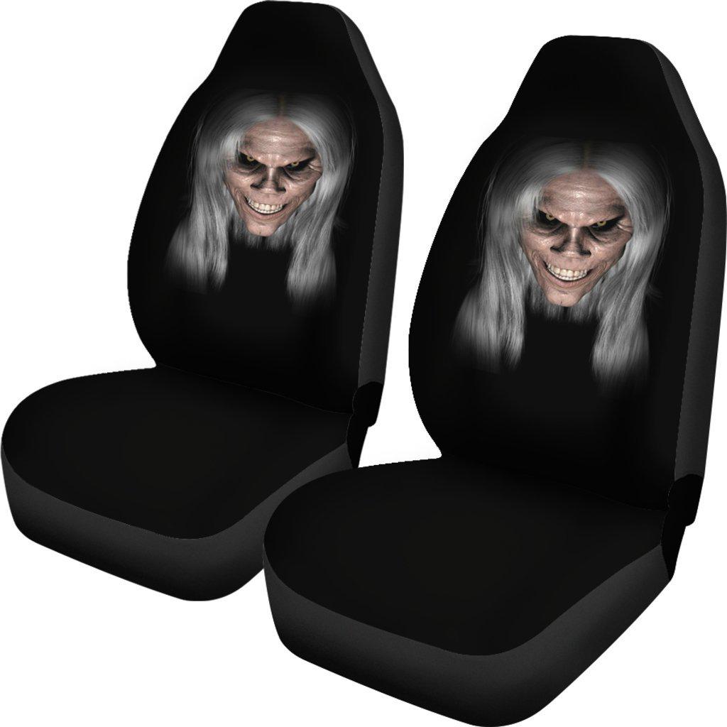 Scary Horror Gray Hair Design Black Seat Covers