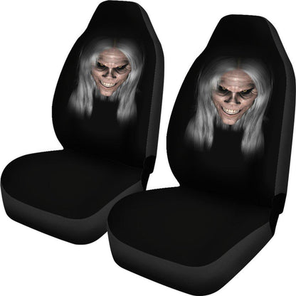Scary Horror Gray Hair Design Black Seat Covers