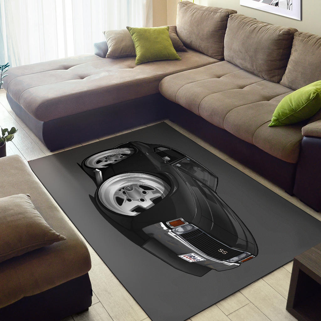 Black Chevelle Muscle Car Art Area Rug