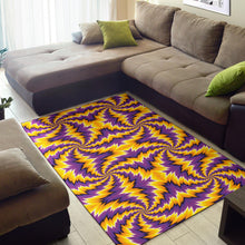 Spiral Optical Illusion Area Rug Purple Yellow