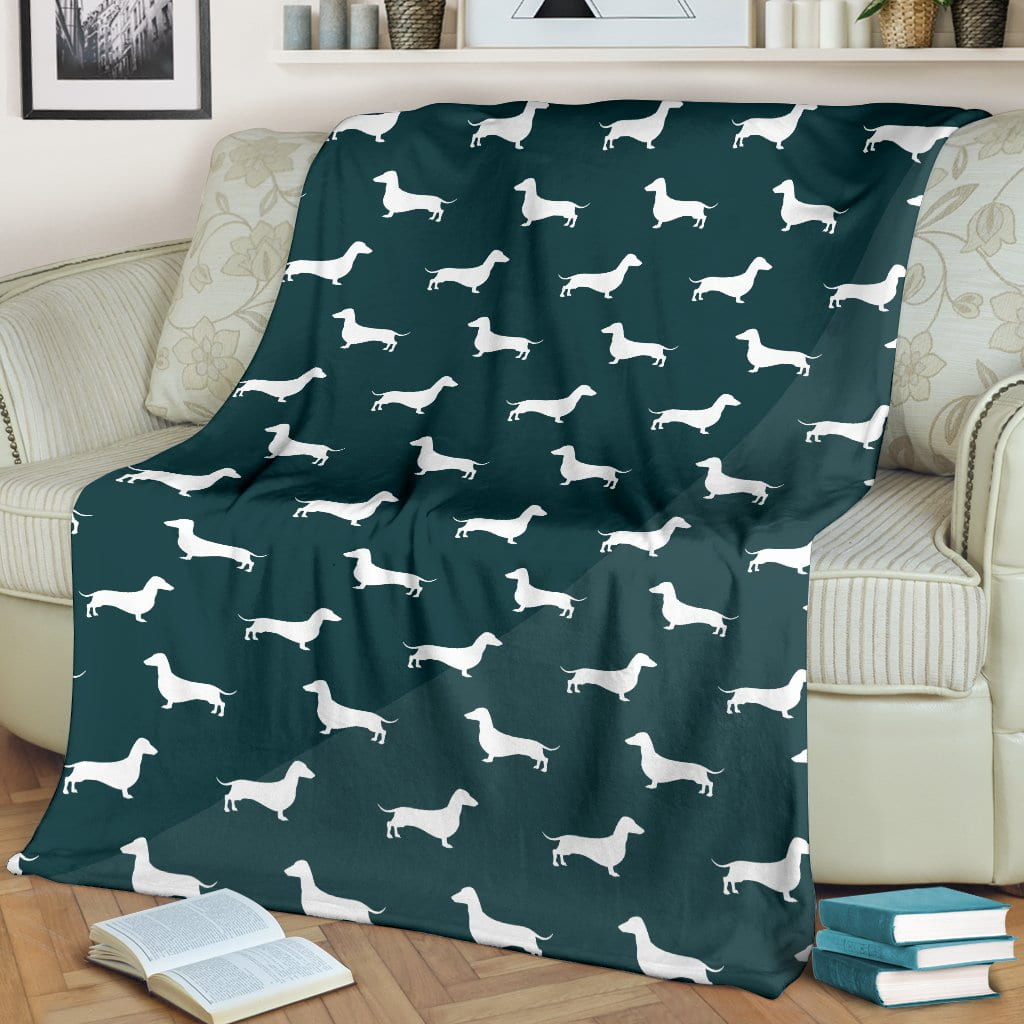 Dark Green Dachshund Blanket