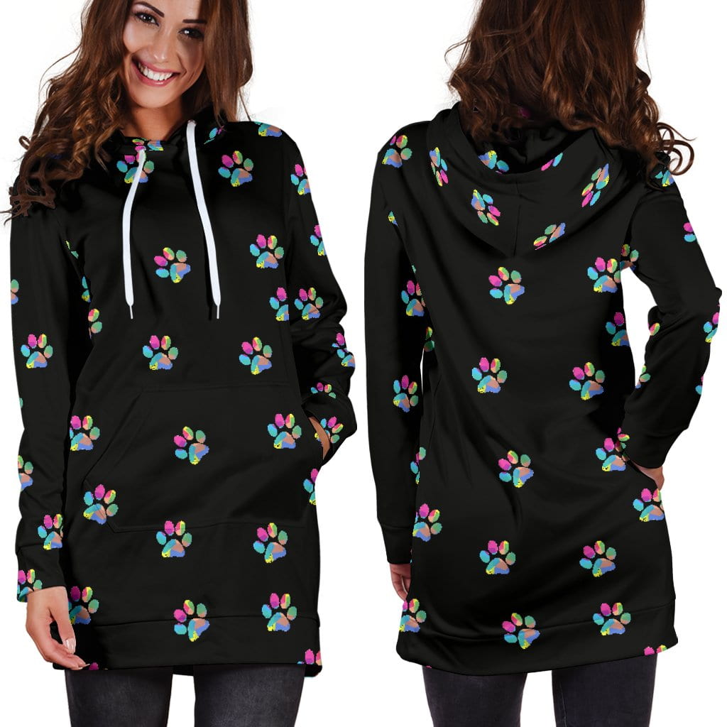 Women's paw prints hoodie dress