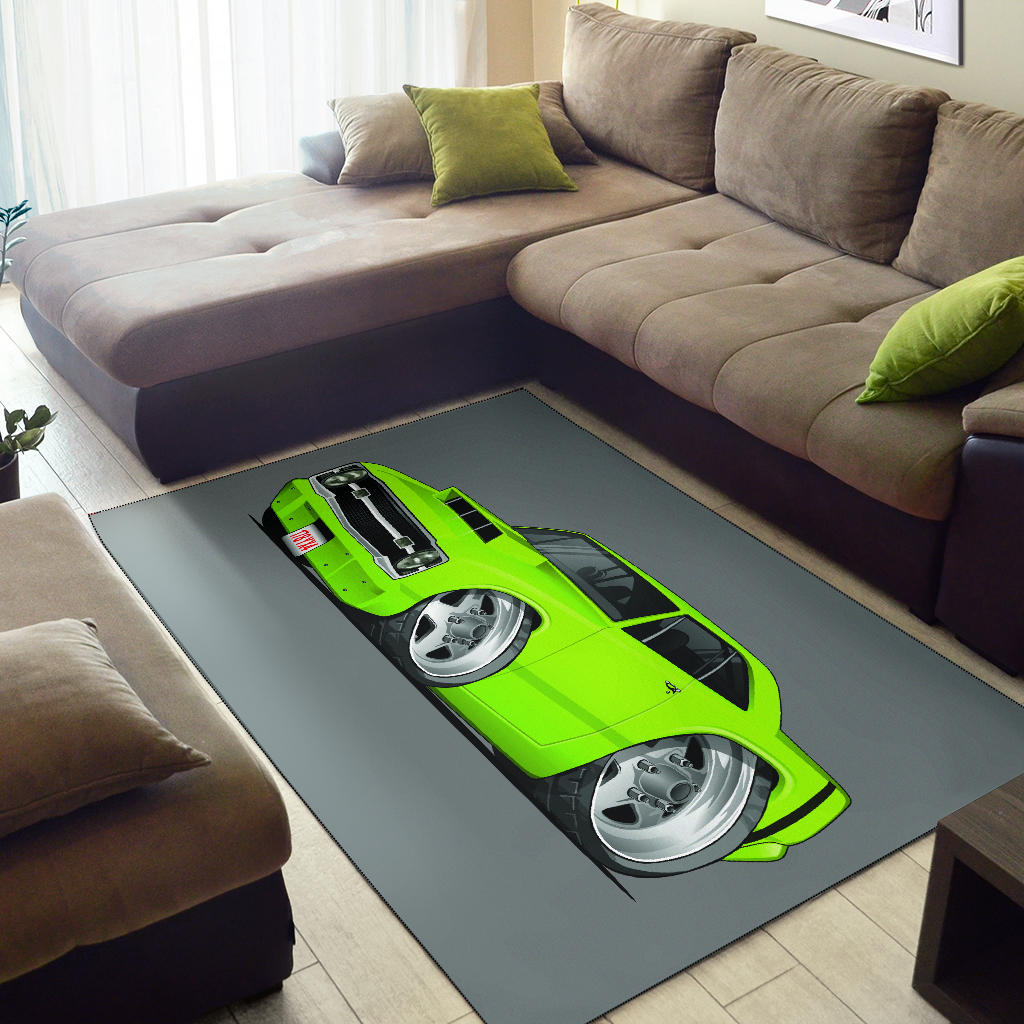 1969 Dart Car Art Area Rug Grey Background