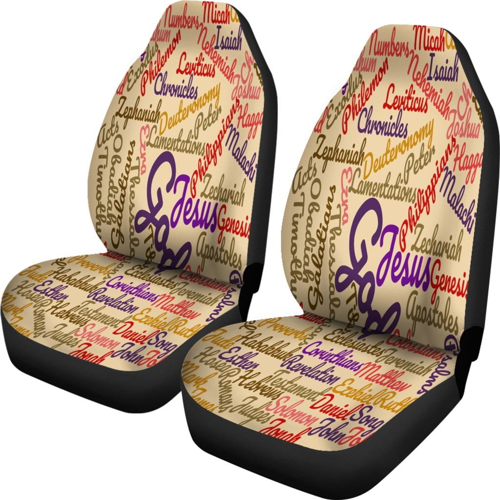 Custom-Made Holy Bible Books Light Brown Car Seat Covers