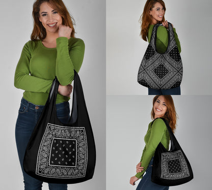 Black Bandana Reusable Grocery Bag 3-Pack