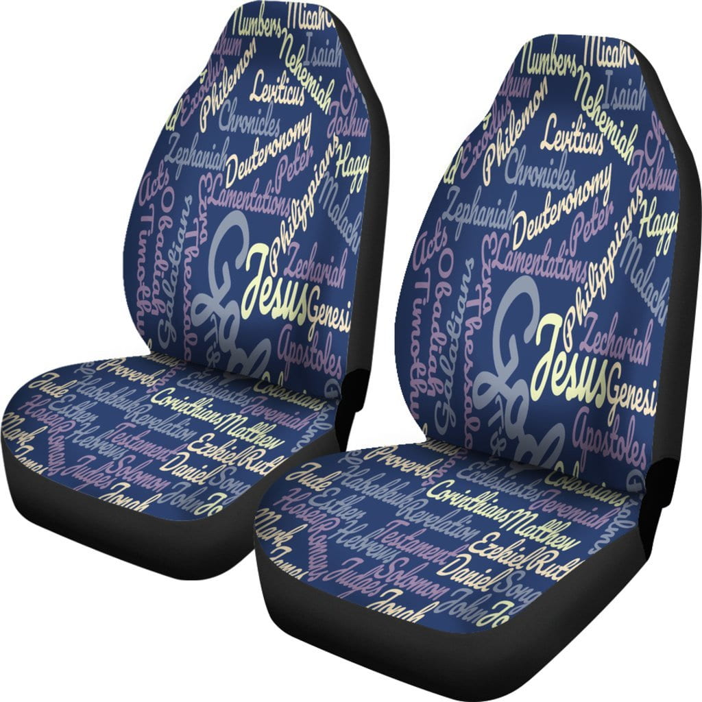 Custom-Made Holy Bible Books Blue Car Seat Covers