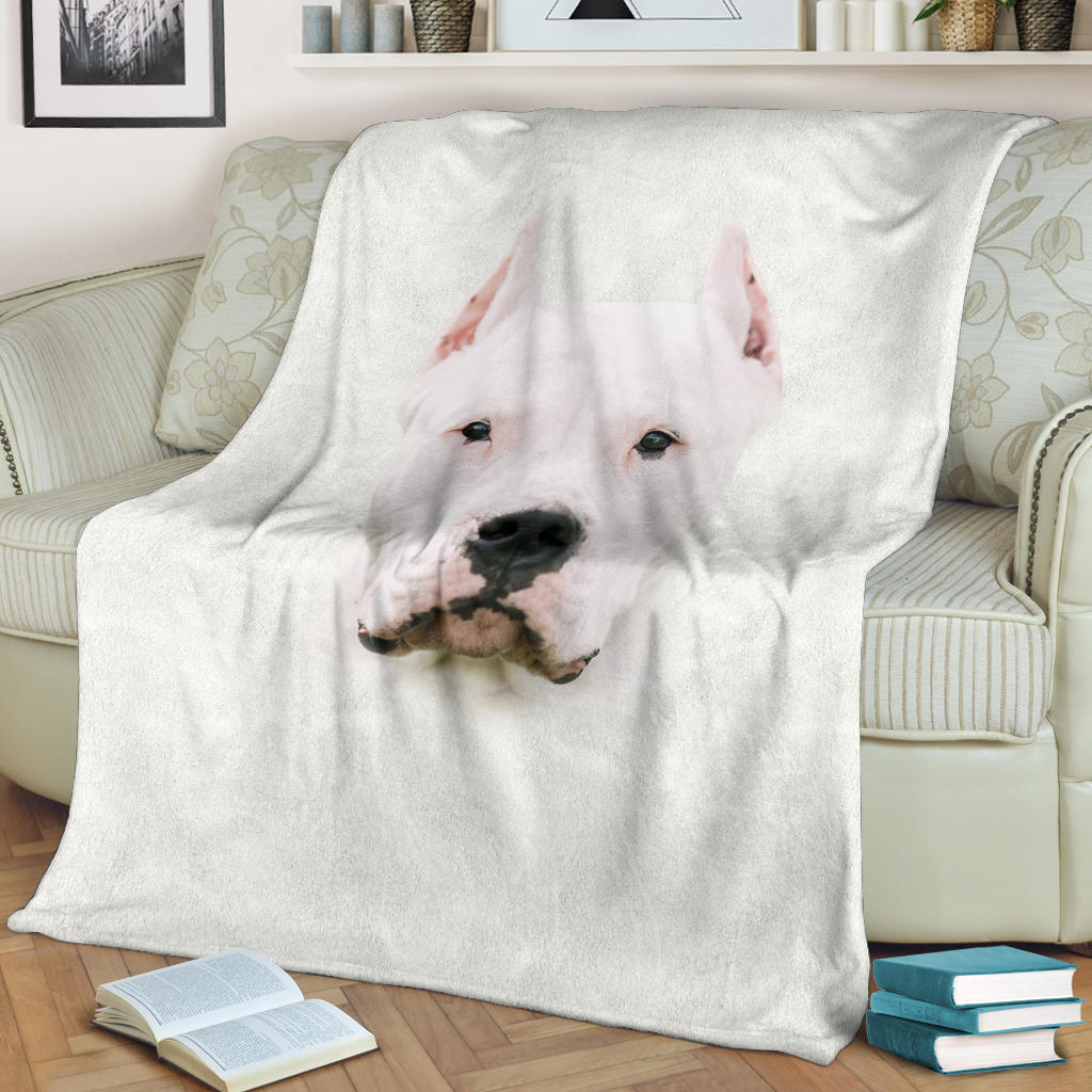 Premium Blanket Dogo Argentino Face Hair