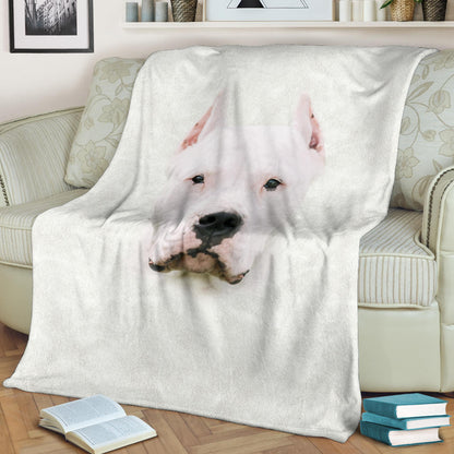 Premium Blanket Dogo Argentino Face Hair