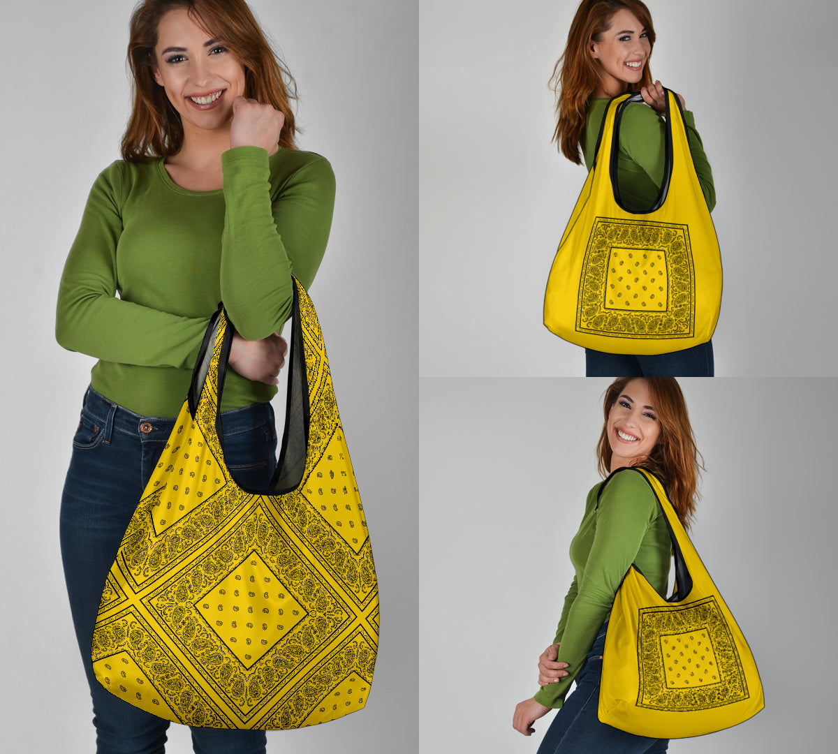 Gold and Black Bandana Grocery Bag 3-Pack