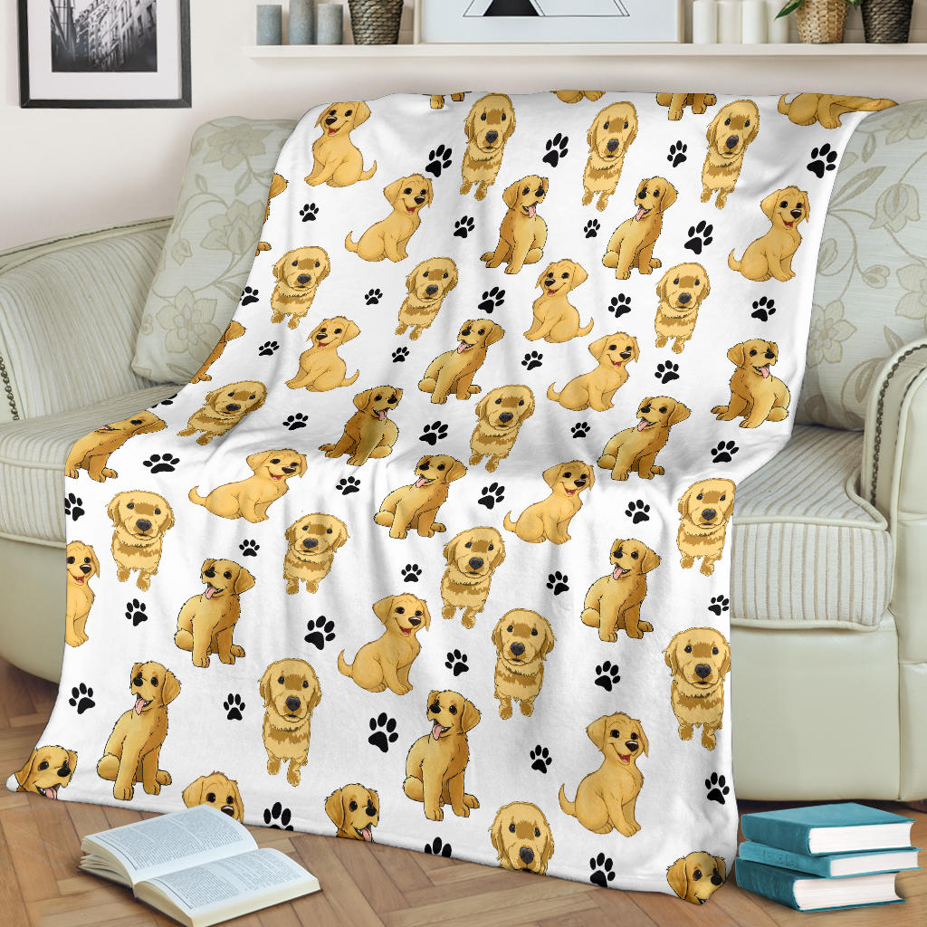 Premium Blanket Golden Retriever Paw