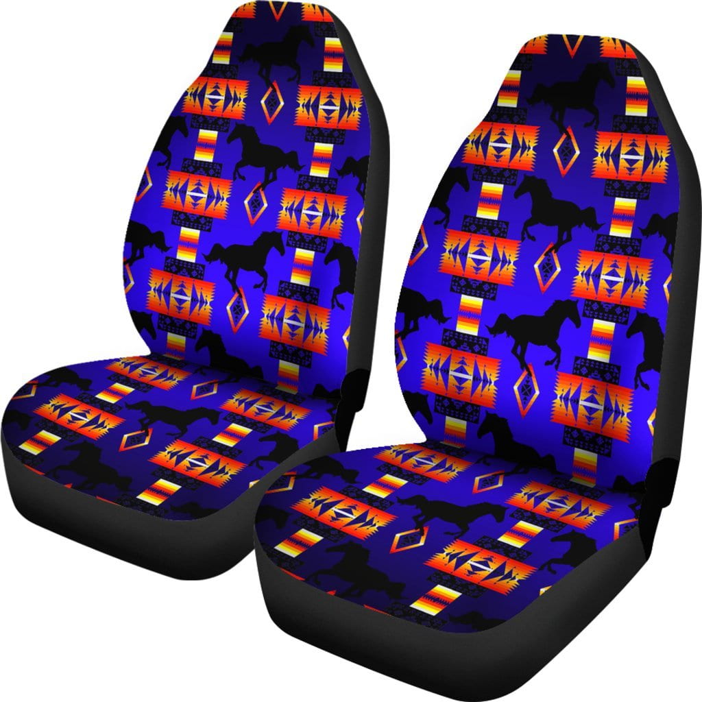 Seven Tribes Horse Blue Set of 2 Car Seat Covers