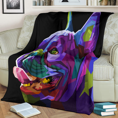 Premium Blanket colorful french bulldog geometric pop art
