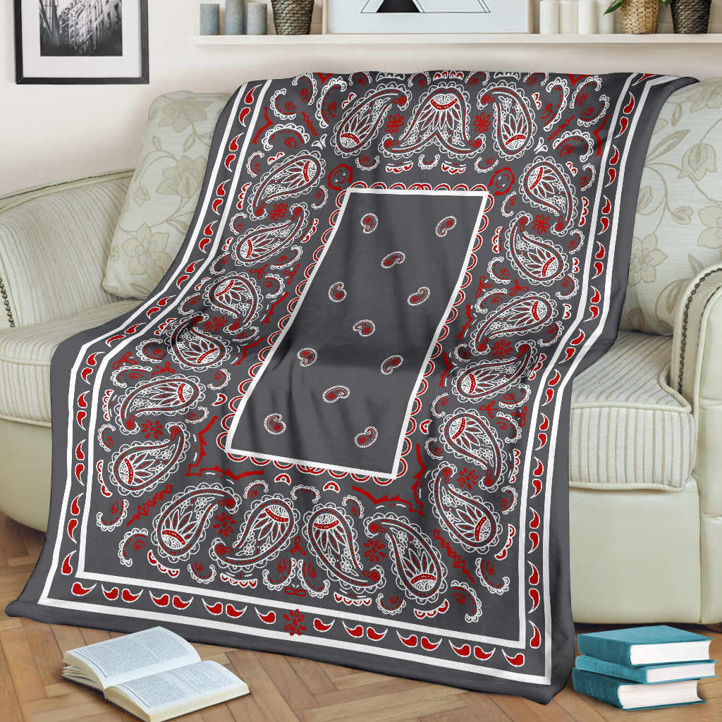 Ultra Plush Wicked Gray Bandana Throw Premium Blanket