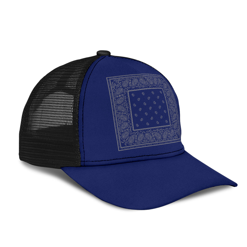 Blue and Gray Bandana Mesh Back Cap
