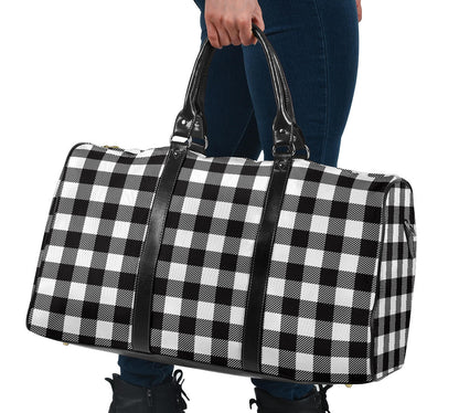 Black and White Buffalo Plaid Travel Bag