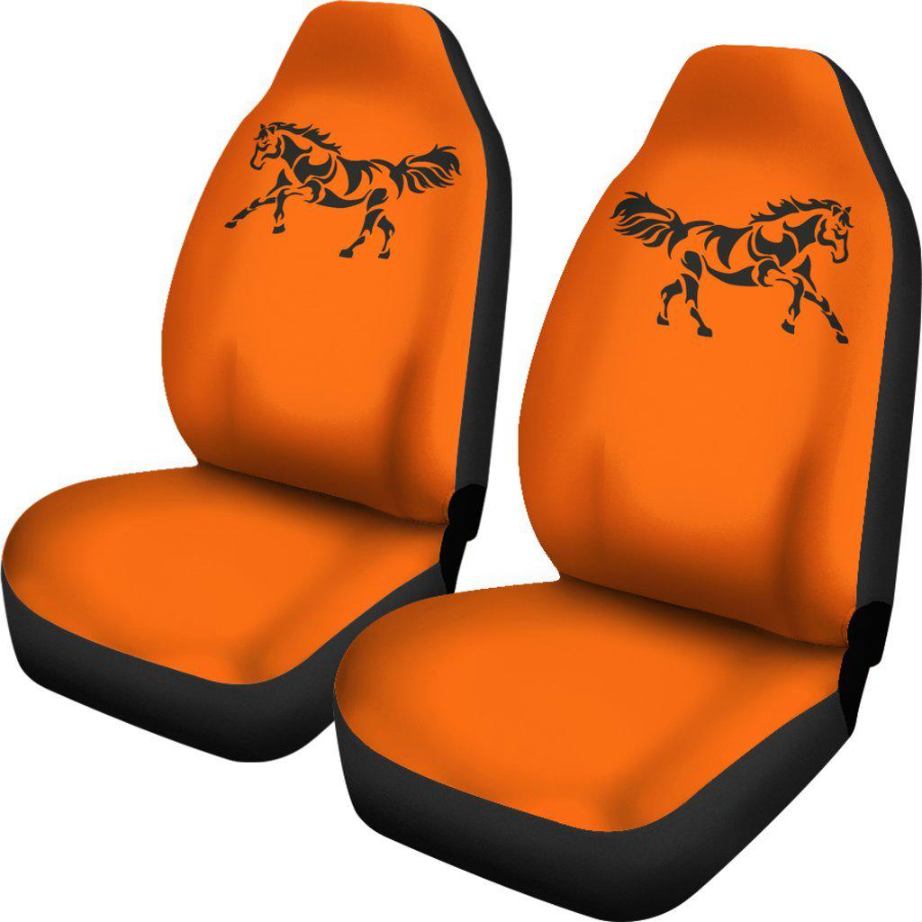 Black Horse Mustang Orange Silhouette Seat Covers