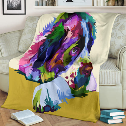 Premium Blanket colorful saint bernard dog pop art