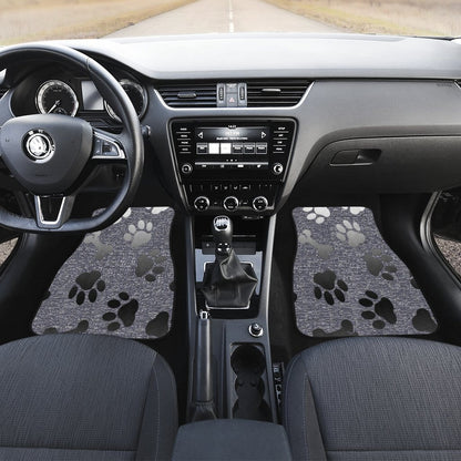 Silver bones and paws cute Car Floor Mat