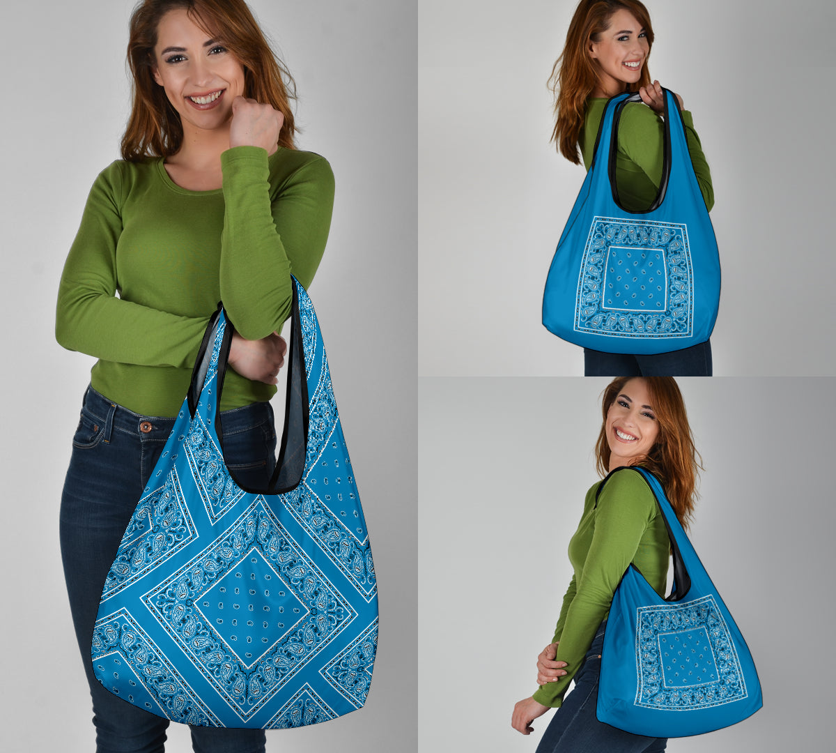 Sky Blue Bandana Grocery Bag 3-Pack