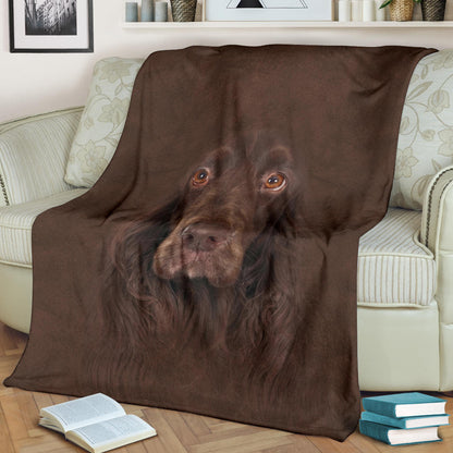 Premium Blanket Field Spaniel Face Hair