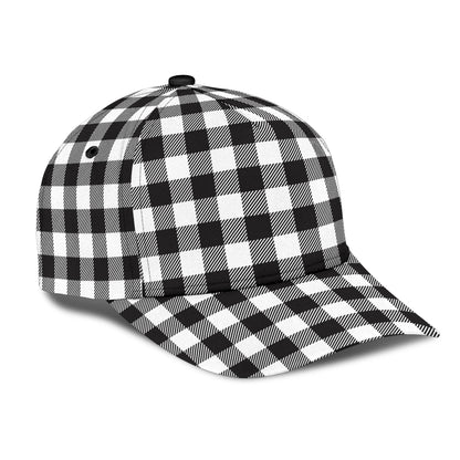 Black and White Buffalo Plaid Printed Classic Cap