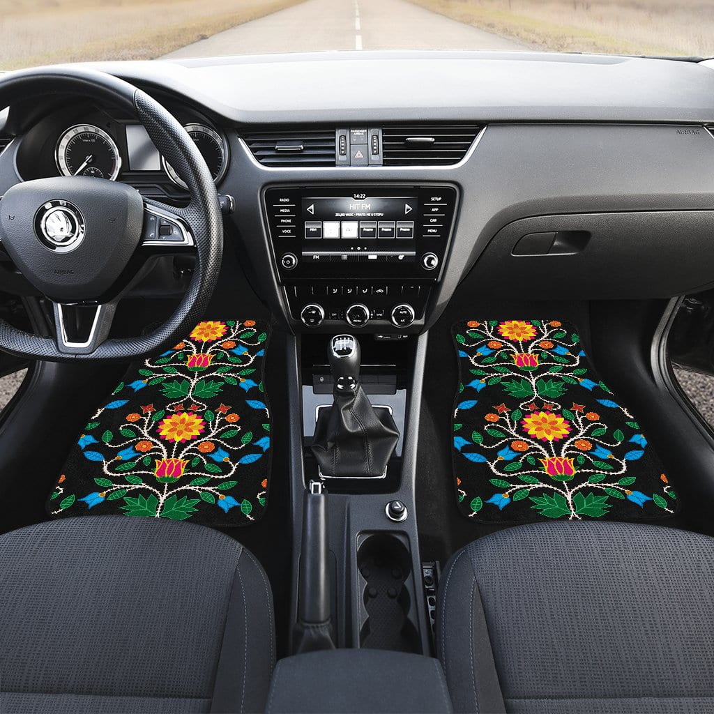 Floral Beadwork Four Clans Set of 4 Car Floor Mats
