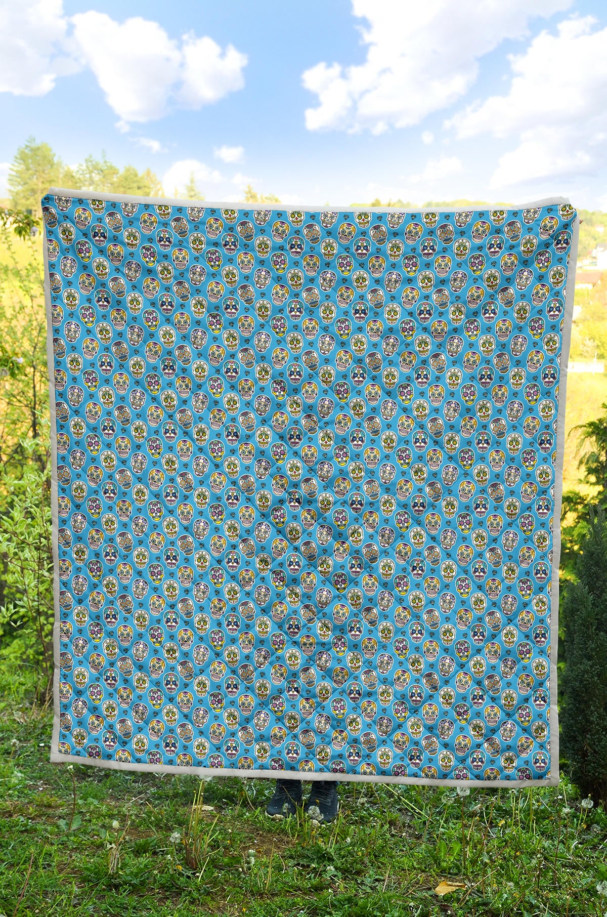 Blue Sugar Skull Delight Quilt