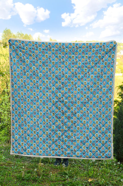 Blue Sugar Skull Delight Quilt