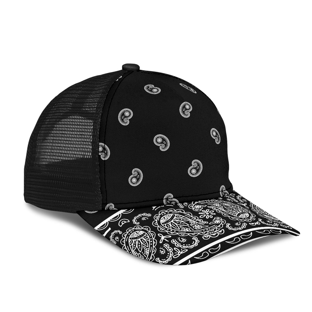 Black Bandana All Over Mesh Back Cap