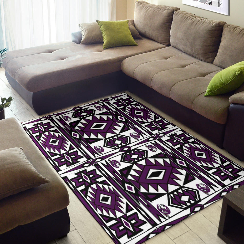 Native Stylish Area Rug Great for any Room Black Bottom  (purple)