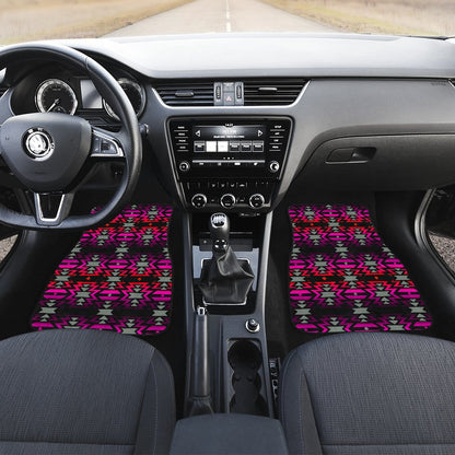 Black Fire Pink and Red Front And Back Car Floor Mats (Set Of 4)