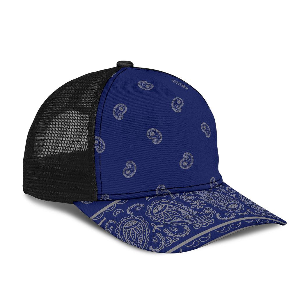 Blue and Gray Bandana All Over Mesh Back Cap