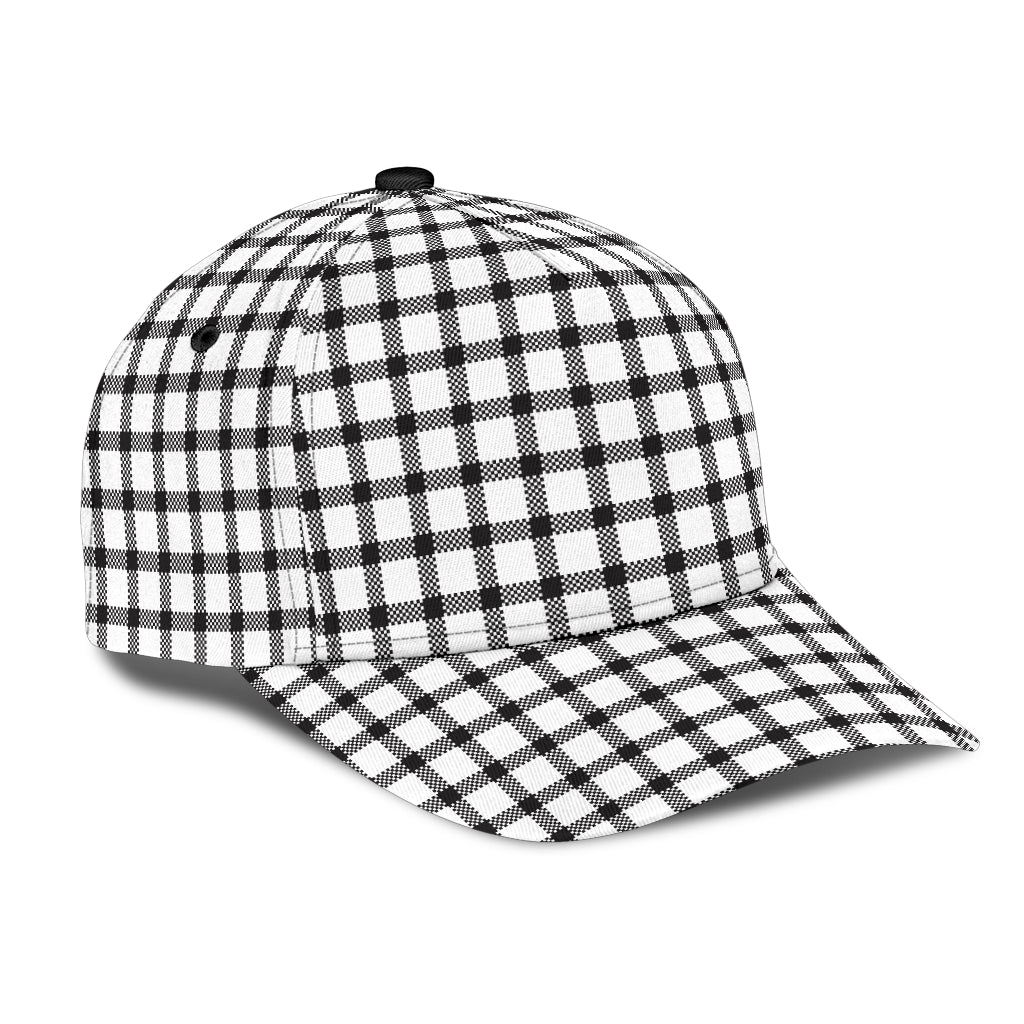 Black and White Buffalo Plaid Printed Classic Cap