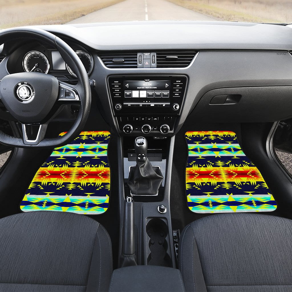 Between the Mountains Navy Yellow Set of 4 Car Floor Mats