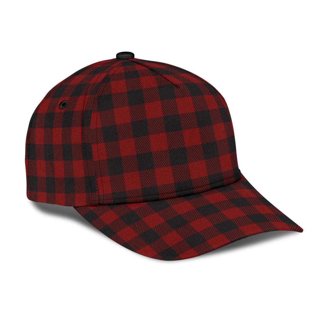 Black and White Buffalo Plaid Printed Classic Cap