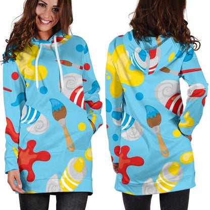 Artsy Blue Hoodie Dress