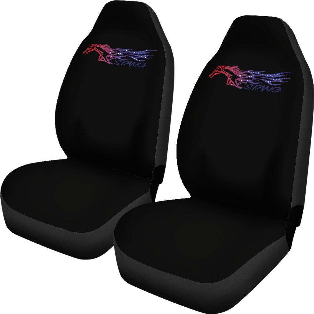 Mustang Horse Black Seat Covers