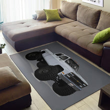 White 4x4 Crew Cab Pickup Truck Car Art Area Rug