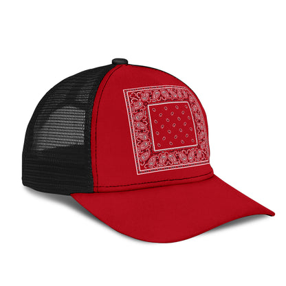 Classic Red Bandana Simple Mesh Back Cap