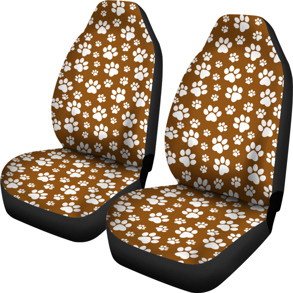 Paw Print Car Seat Covers Brown